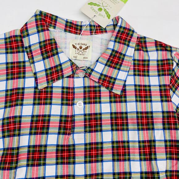 NWT The Oaks Apparel 5Y Christmas Plaid Polo - Picture 2 of 5